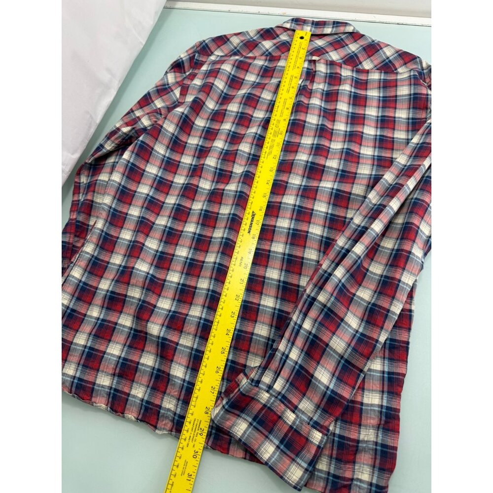 Scotch And Soda Men Shirt Lightweight Button Up Long Sleeve Plaid Large L - Picture 4 of 7